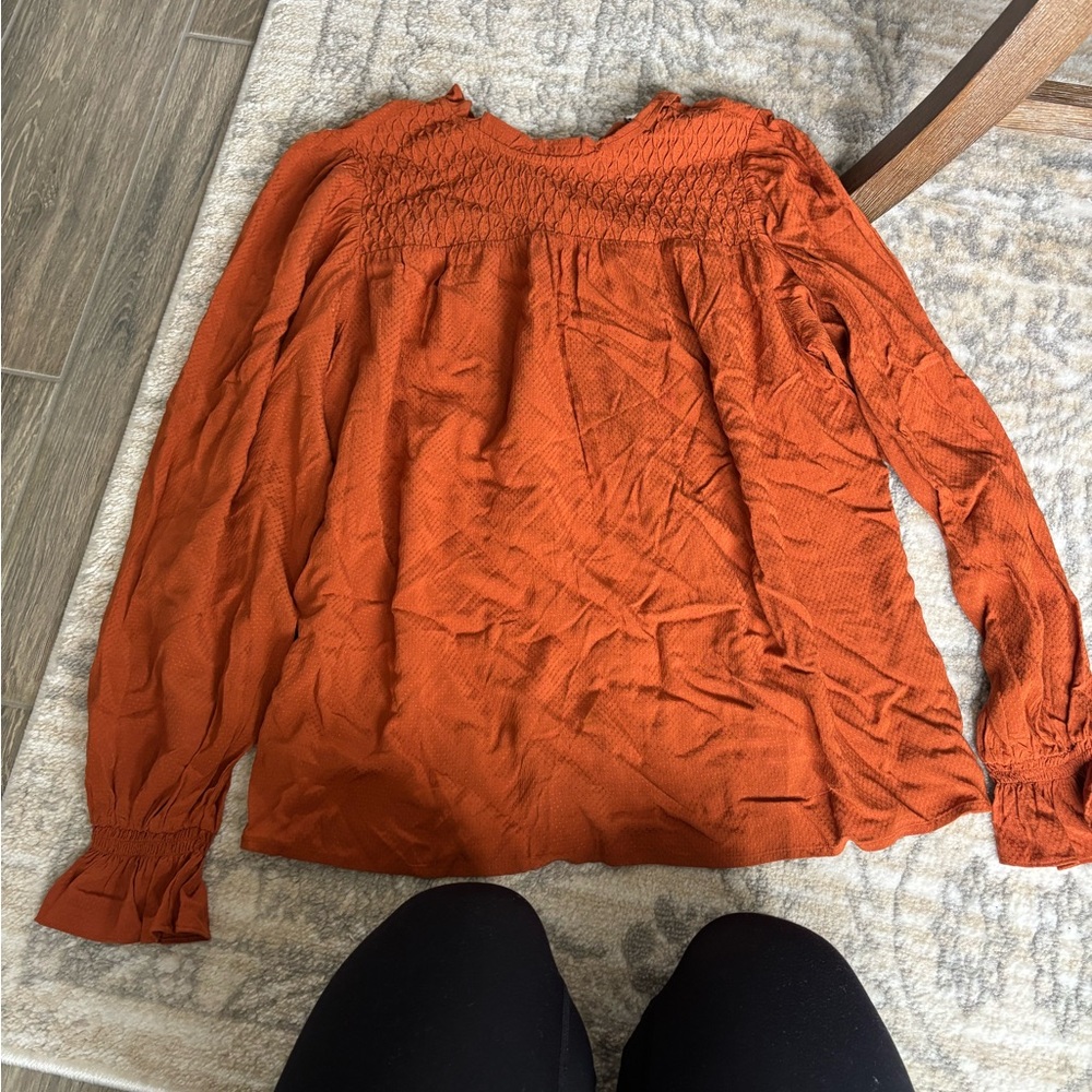 Women's Orange Smocked Top